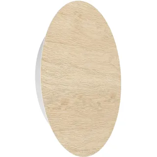 EGLO LED Wandlampe Alamilo, runde Wandleuchte für innen, Wandspot mit indirekter Beleuchtung für Wohnzimmer und Flur, Holz in Natur und Metall in Weiß, FSC zertifiziert, warmweiß