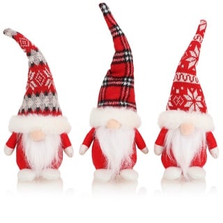 com-four® 3X Premium Weihnachts-Wichtel - Weihnachtsdeko - skandinavische Deko-Trolle - winterliche Zwergen-Figur - Dekoartikel - schwedischer Gnom mit Bart und Strickmütze (3 Stück - nordisch)