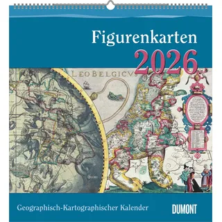 Neumann Geographisch-Kartographischer Kalender 2026 - Figurenkarten - Wand-Kalender mit historischen Landkarten - 45 x 48 cm