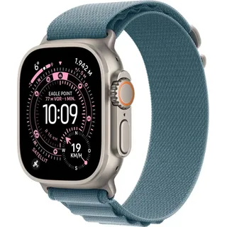 Apple Watch Ultra 3 GPS + Cellular 49 mm Titaniumgehäuse beige Alpine Loop Textilarmband blau S