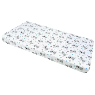 Medi Partners Spannbettlaken 60x120 Baby Bettlaken Kinderbett Spannbetttuch 100% Baumwolle - Fitted Kinder Sheet Bettwäsche Babymatratze Schlafsack Babybett (Teddybär mit hellblauen)