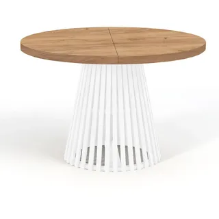 dekori.interiors Dekori_Interiors Esstisch, Braun Weiß, Holz, Rund, 100x77x150 cm, Esszimmer, Tische, Esstische