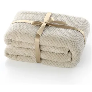 DecoKing Kuscheldecke 70x150 cm Cappuccino Decke Microfaser Wohndecke Tagesdecke Fleece weich sanft kuschelig skandinavischer Stil beige Henry