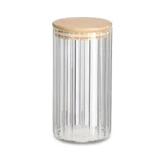 Bild von Present Vorratsglas Rillen, mit Bambusdeckel 850 ml,