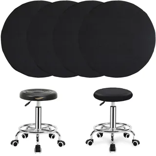 FAELNK Hockerbezug Rund Set of 4 Hocker Bezug Durchmesser 35-45 cm Chair Cover Knitterfrei Staubdicht Sitzbezug Stuhl Abnehmbar Waschbar für Esszimmer Büro Bar