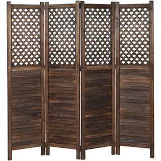 MCW Paravent Braun , Holz , 161x170x2 cm , Wohnzimmer, Raumteiler, Paravents