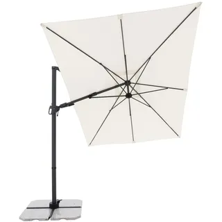 Doppler - Style Sonnenschirm - Ampelschirm 300 cm x 220 cm in Natur um 360° drehbar - Sonnenschirm groß mit Ständer - Pendelschirm wasserdicht für Garten & Terrasse - Kippbarer Gartenschirm