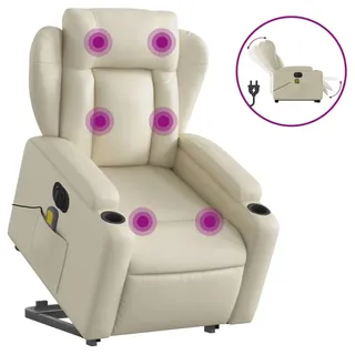 Massagesessel mit Aufstehhilfe Elektrisch Creme Kunstleder - Creme