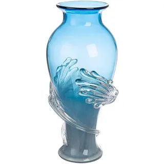 GILDE GLAS art Glas Art Vase Wave - blau, durchgefärbt - Glas - Höhe 50cm - Dekovase - Wohnaccessoire - wasserdicht