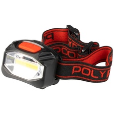 POLY POOL - PP3156 LED-Stirnlampe für Trekking und Outdoor-Arbeiten - 3-Funktions-LED-Stirnlampe mit Batteriebetrieb - Stirnlampe mit elastischem Stirnband, neigbarem Kopf - 130° Leuchtwinkel