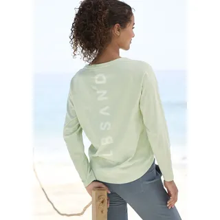 Longsleeve ELBSAND "Tinna", Damen, Gr. S (36), grün (pastellgrün), Jersey, Obermaterial: 50% Baumwolle, 50% Polyester, unifarben, figurumspielend hüftlang, Rundhals, Shirts Longsleeve, mit Logodruck hinten, Langarmshirt aus Baumwoll-Mix, sportlich-casual, Topseller