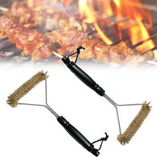 2 Stück Messing Grill Grillbürste 30.5cm Grill Reinigungsbürste mit PP Wärmedämmung Griff 360° Reinigung Messingborsten Grill-Zubehör für Grillrost,Holzkohlegrill,Kugelgrill,Gasgrill,Holzkohlegrill