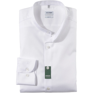 Businesshemd OLYMP "Level Five body fit", Herren, Gr. 45, N-Gr, weiß, Web, Obermaterial: 97% Baumwolle, 3% Elastolefin, 2-Knopf-Manschette, Hemden Businesshemd