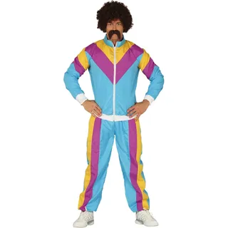 FIESTAS GUIRCA Lustiger Fasching Jogginganzug 80er Jahre Herren - Größe L 52 – 54 - Bunter 80 er Jahre Trainingsanzug Herren - 90er Jahre Outfit Karneval, Bad Taste Outfit, DDR Trainingsanzug