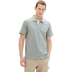 TOM TAILOR Herren Basic Piqué Poloshirt, iced grey mint, XL