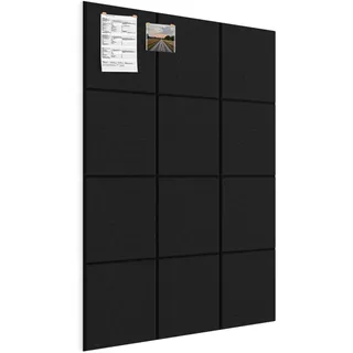 Groß selbstklebend Pinnwand Modern - 12 Stück 30x30x0,9cm Korkplatte Alternativen für Notice, Memo, Bilder, quadratisch & rahmenlos Pinwand für Büro, Klassenzimmer, Kinderzimmer, Küche, schwarz