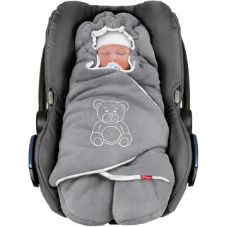 ByBoom Baby Winter-Einschlagdecke Das Original mit dem Bären, Universal Kuscheldecke für Babyschale, Autositz, Baby Decke für Kinderwagen, Buggy