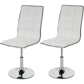Mendler 2er-Set Esszimmerstuhl HWC-C41, Stuhl Küchenstuhl, höhenverstellbar drehbar, Kunstleder - weiß