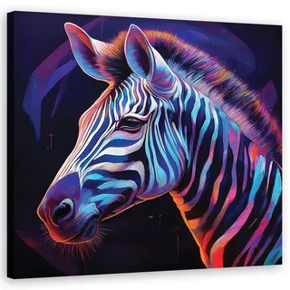 Feeby Wandbild zebra tiere farbig , Multicolor , Textil , Tiere , Rechteckig , 50x50 cm , Bilder & Rahmen, Bilder, Leinwandbilder