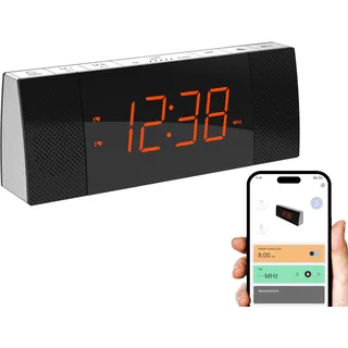 iTOMA Radiowecker mit APP-Steuerung, Bluetooth, UKW-Radio, Dual-Wecker mit Schlummerfunktion, USB-Ladefunktion, Auto- und manueller Dimmer CKS503