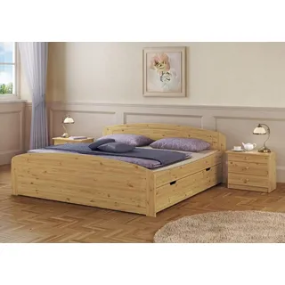 Funktions-Doppelbett Überlänge 200x220 Bettkasten Bettgestell Massiv Zubehör wählbar V-60.50-20-220ohne Zubehör - Naturbelassen