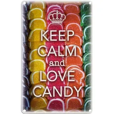 Blechschild 20x30 cm - Keep Calm and love candy
