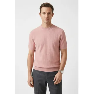 Kurzarmpullover BOSS "Nilton", Herren, Gr. XL, light, pastel pink686, Strick, Obermaterial: 100% Baumwolle, unifarben, regular fit normal, Rundhals, Rippstrickbündchen, Pullover Kurzarmpullover, Premium Menswear Business-Casual-Look, Strukturstrick-Material