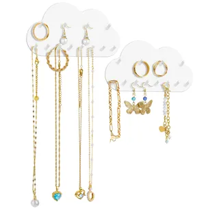 NiHome Kettenhalter Schmuckaufbewahrung Wand – 2-Pack Hanging Jewelry Organizers für Halsketten, Armbänder, Ohrringe & Haargummis – Schmuckständer Platzsparend Ohne Bohren, Weiß