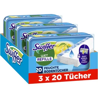 Swiffer Bodenwischer Nachfüllpackung, Feuchte Bodentücher mit Citrusfrische-Duft, 60 Stück, Für Eine Schnelle & Einfache Reinigung von Hartböden