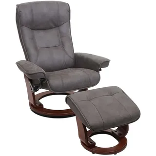 Robas Lund Relaxsessel Hamilton Stoff/Textil 52 x 105 x 0 cm Grau mit Hocker
