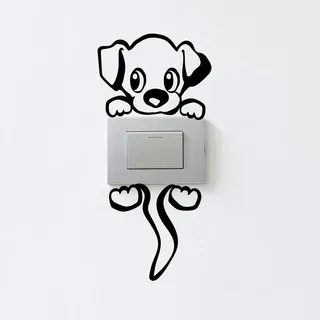 Ambiance Sticker Sticker Schalter und Steckdose | Wandaufkleber Hund - Tapete Dekoration undurchlässig - 12 x 8 cm - Schwarz