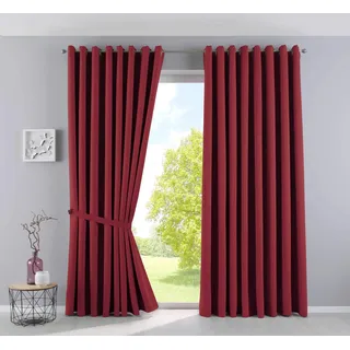Gardinenbox Vorhänge Blickdicht »Newyork« Bordeaux HxB 225x295 cm 2er-Pack Thermo-Gardinen Verdunkelungsvorhang Blackout Ösen schalldämmend ÖKOTEX UV-Schutz Raffhalter, 201920600-2