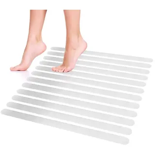 ECENCE Antirutsch-Aufkleber Streifen Aufkleber Dusche Badewanne, Treppe Selbstklebend & rutschfest 12er Set Antirutschmatte Badewanne, Anti Rutsch Pads Dusche