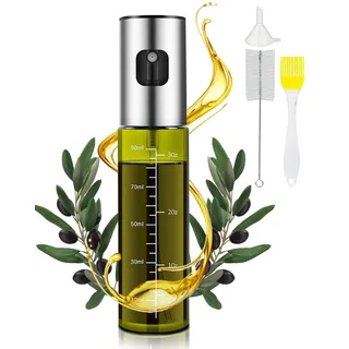 MRUN BONE Ölsprüher für Speiseöl, UV- Schutz Sprühflasche Öl, Glas Öl Zerstäuber Küche Ölsprühflasche Heißluftfritteuse,Oil Sprayer mit Skala & Trichter, Ölspray für ÖI & Essig 100% BPA frei