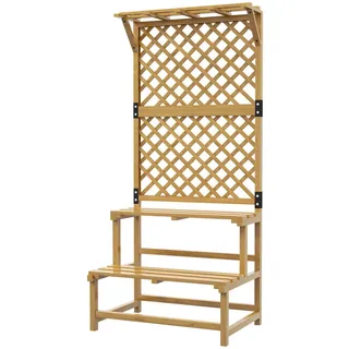 Outsunny Pflanzentreppe Tannenholz Gelb , Holz , 50x166x75 cm , Wohnzimmer, Wohnzimmertische, Blumenständer
