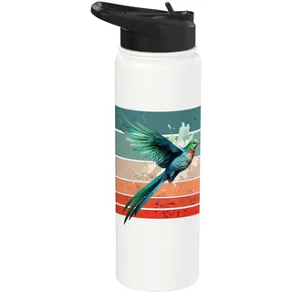 Niedlicher bunter Quetzal, realistischer Göttervogel Stainless Steel Insulated Water Bottle