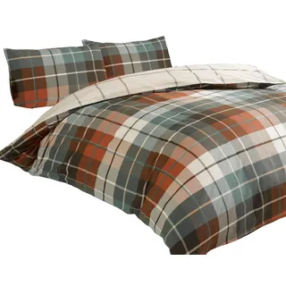 Rapport Lomond Bettwäsche-Set, kariert, 100% gebürstete Baumwolle, für Einzelbett