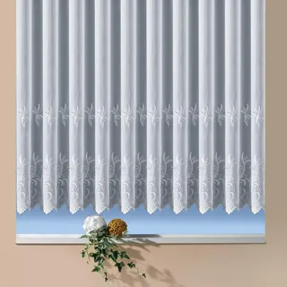 Gardine WECKBRODT "Potsdam" Gr. 15, weiß, B:900cm H:160cm, Voile, Polyester, Gardinen, Gardine, echte Stickerei, Voile, halbtransparent, Bordüre, Kante, Store