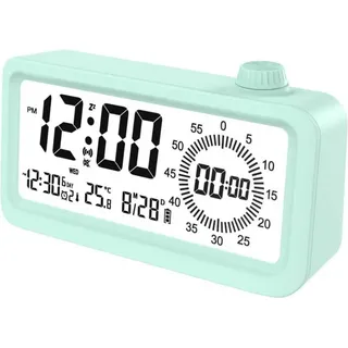 INF Wiederaufladbarer Smart Wecker mit LCD, Nachtlicht und Countdown-Timer Grün - Grün