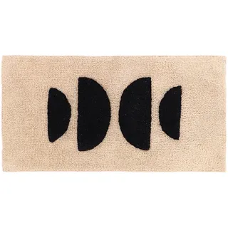 Badteppich Badematte Badvorleger Duschvorleger Baumwolle 45x90cm beige-schwarz