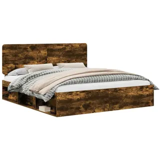 vidaXL Bettrahmen Räuchereiche 200 x 200 cm Massives Kiefernholz 3412447