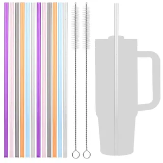 12 Teilige Glitzer Strohhalme Plastik 30 Cm Lange Bunter Strohhalme Wiederverwendbar Trinkhalme Plastik Mit Strohhalm-Reinigungsbürste Ohne BPA Für Glas Tasse (1)