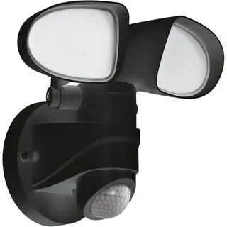 EGLO LED Außen-Wandlampe Pagino, 2 flammige Außenleuchte, Sensor-Wandleuchte aus Kunststoff, Farbe: Schwarz, Außenstrahler mit Bewegungsmelder, IP44