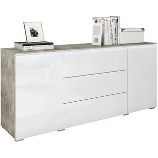 P & B Sideboard Vera mit LED ca. 150 cm Weiß Hochglanz, & 150x67.9x39.5 Fsc, stehend, Beleuchtung, Wohnzimmer, Kommoden Sideboards, Sideboards