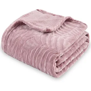SOCHOW Soft Flanell-Fleece Kuscheldecke 127 x 150 cm, Staubige Rose