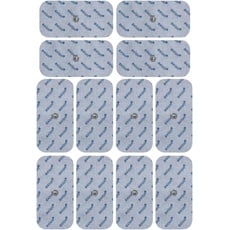 12er Set Elektroden 10x5 cm - kompatibel mit TENS-EMS Geräten von Sanitas (wie SEM 40,41) & Beurer (wie EM 40,41) Druckknopf | Wiederverwendbare Klebeelektroden-Pads | Zert. Medizinprodukt von axion