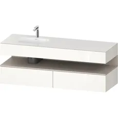 Duravit Qatego Einbauwaschtisch mit Konsolenwaschtischunterbau, 1600x550x600mm, Nische Taupe Matt, Becken links, QA4795091, Farbe: Weiß Hochglanz/mit Nischenbeleuchtung