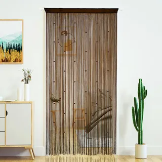 YaoYue Perlenvorhang Tür Fadenvorhänge für Tür Quasten Perlen hängende Fransen Hippie Raumteiler Fenster Flur Eingang Wandschrank Schlafzimmer Privatsphäre Dekor (100 x 280 cm, Kaffee)