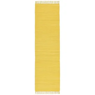 THEKO Happy Cotton Handwebteppich 70 x 250 cm Gelb