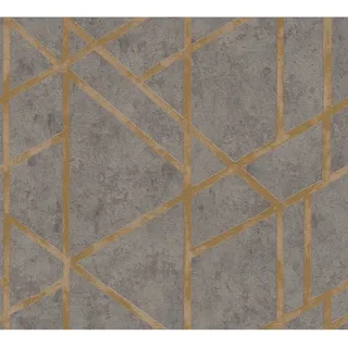 Vliestapete Metropolitan Stories Geometrisch Glanz Strukt. Grau Gold FSC®